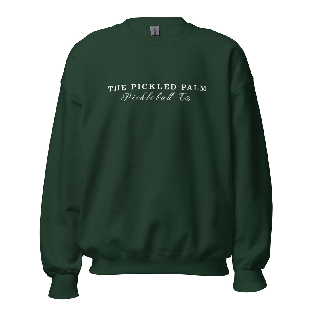 The Pickled Palm Forest Green Crewneck Pickleball Sweatshirt