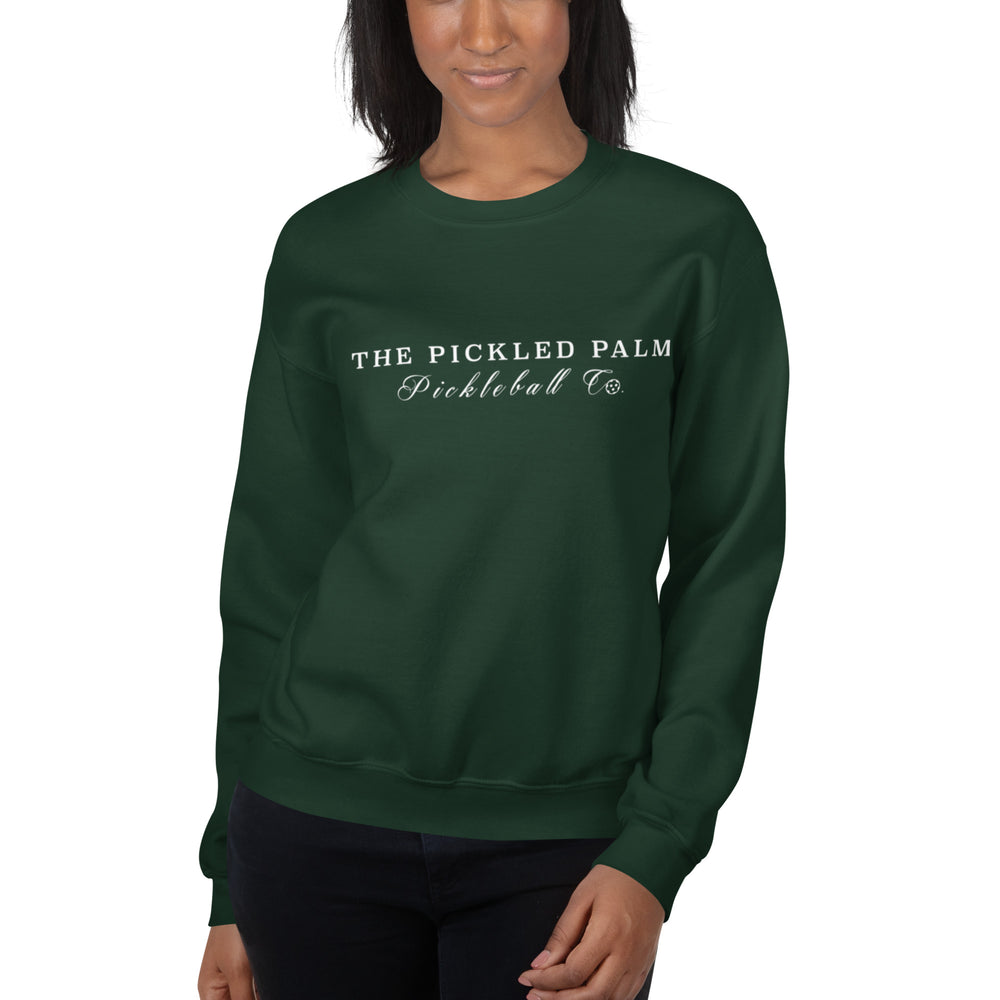 The Pickled Palm Forest Green Crewneck Pickleball Sweatshirt
