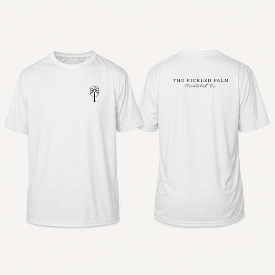 Mens Performance White Short Sleeve Pickleball Shirt With Logo