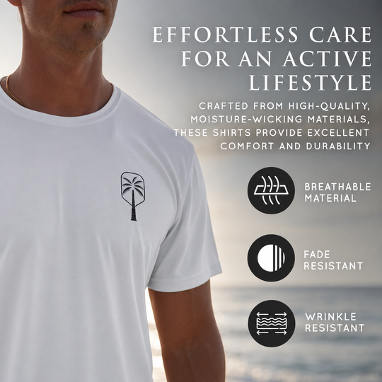 Mens Performance White Short Sleeve Pickleball Shirt With Logo