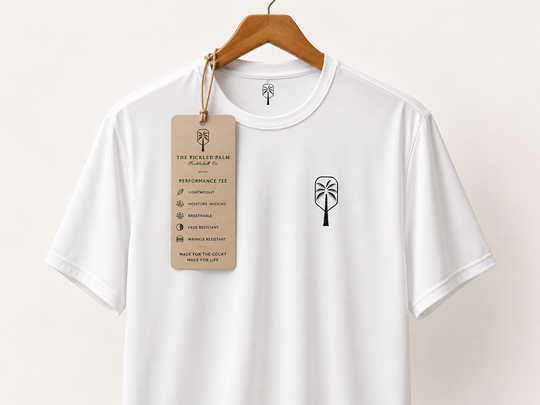 Mens Performance White Short Sleeve Pickleball Shirt With Logo