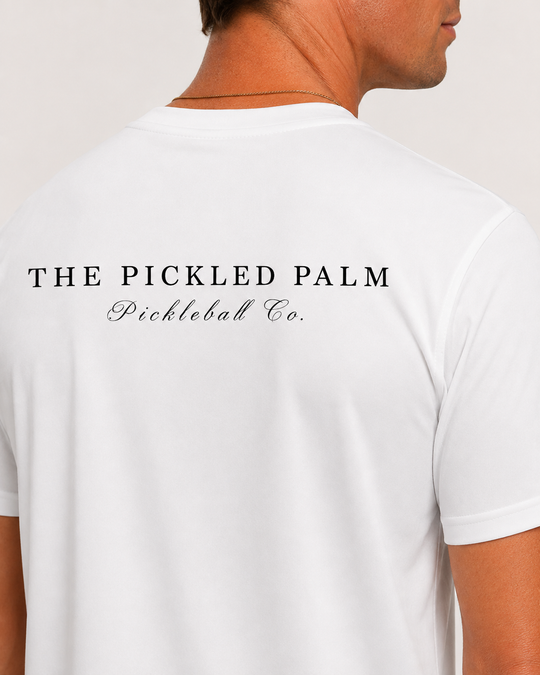 Mens Performance White Short Sleeve Pickleball Shirt With Logo