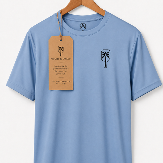 Mens Performance Sky Blue Short Sleeve Pickleball Shirt