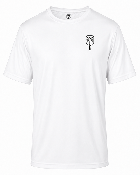Mens Performance White Short Sleeve Pickleball Shirt With Logo
