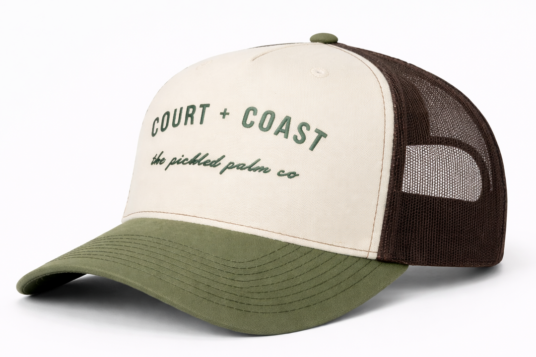 Court & Coast Green Trucker Pickleball & Tennis Hat