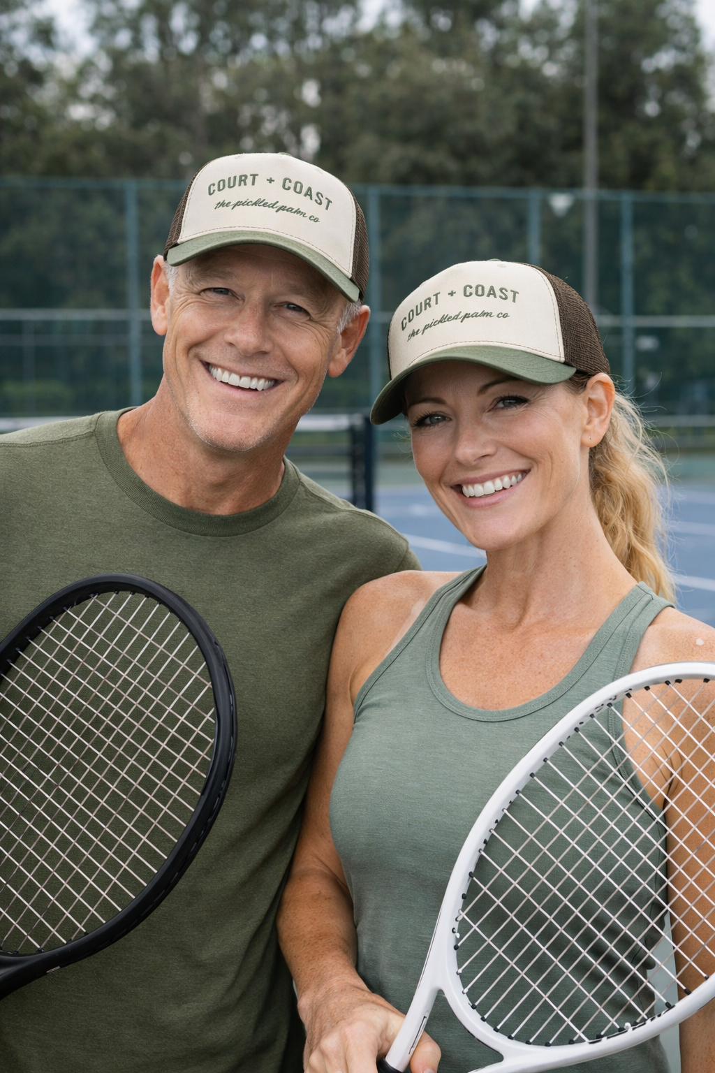 Court & Coast Green Trucker Pickleball & Tennis Hat