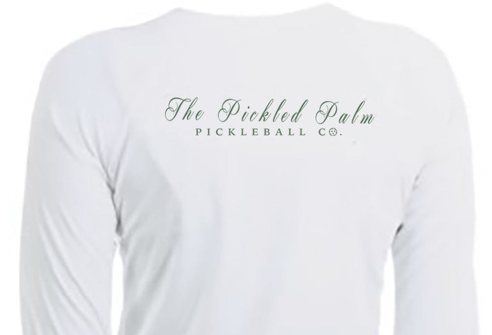 The Pickled Palm White Long Sleeve Pickleball Shirt