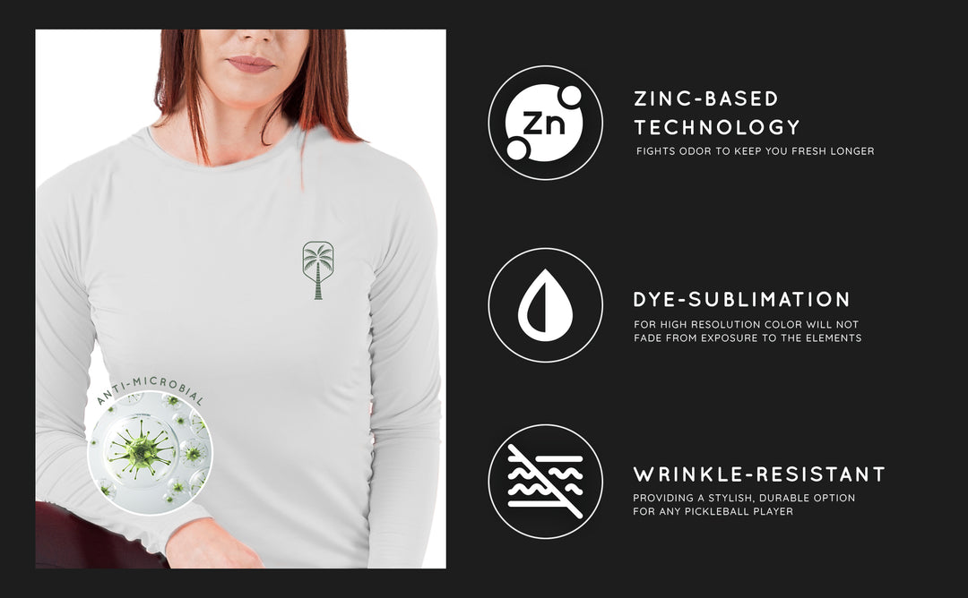 The Pickled Palm White Long Sleeve Pickleball Shirt