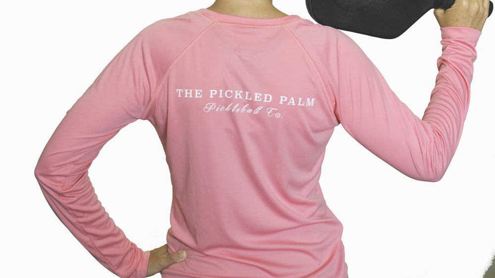 The Pickled Palm Pink Long Sleeve Pickleball Shirt