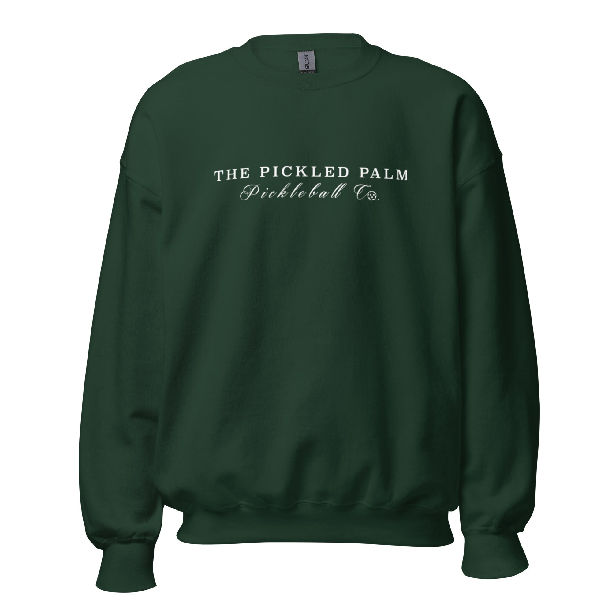 The Pickled Palm Forest Green Crewneck Pickleball Sweatshirt 