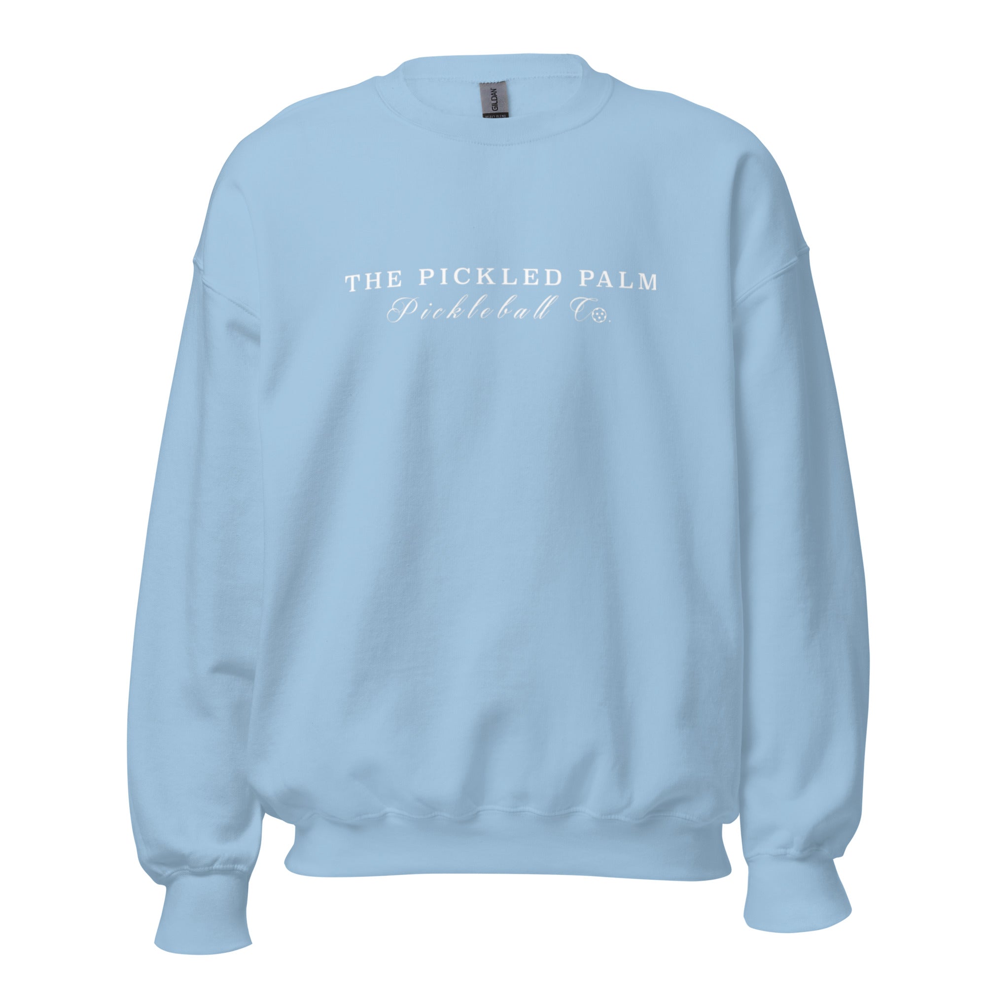 The Pickled Palm Light Blue Crewneck Pickleball Sweatshirt